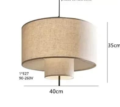 Pendellampa, Elegant tygskärm, Touch-kontrollswitch,D40cm, varmt ljus
