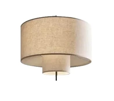 Pendellampa, Elegant tygskärm, Touch-kontrollswitch,D40cm, varmt ljus