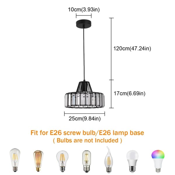 Kristallhängande lampa, modern design, LED-belysning,Svart 5