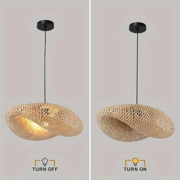Bambu Kudottu Riippuvalaisin, Elegantti Käsintehty Suunnittelu, Kiinalainen Tyyli,Dia80cm, E27-Ei lamppua
