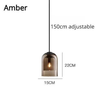 Nordisk Hængelampe, Justerbar Snor, Moderne Glassten Finish,Amber, varmt lys