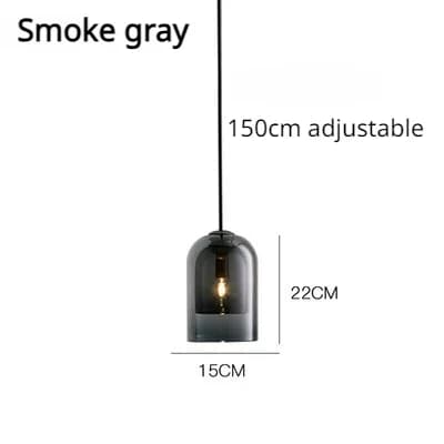 Nordisk Hængelampe, Justerbar Snor, Moderne Glassten Finish,Røggrå, hvidt lys
