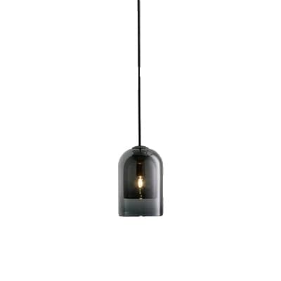 Nordisk Hængelampe, Justerbar Snor, Moderne Glassten Finish,Røggrå, hvidt lys