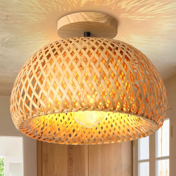 Kattovalaisin, käsintehty boho-muotoilu, johdolla ripustettava asennus, energiatehokas LED,Rottinki
