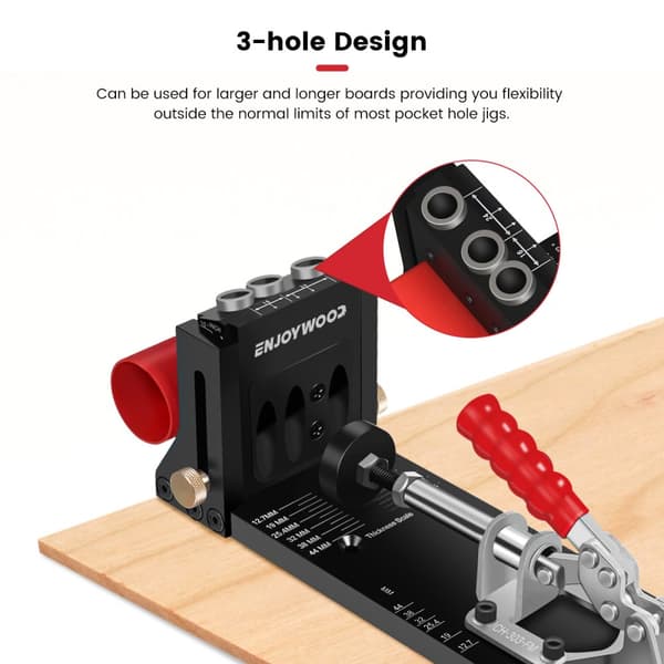 XK4-A Pocket Hole Jig Kit Aluminiumlegering Justerbar Träbearbetning Borrguide för vinklade hål med borrbit