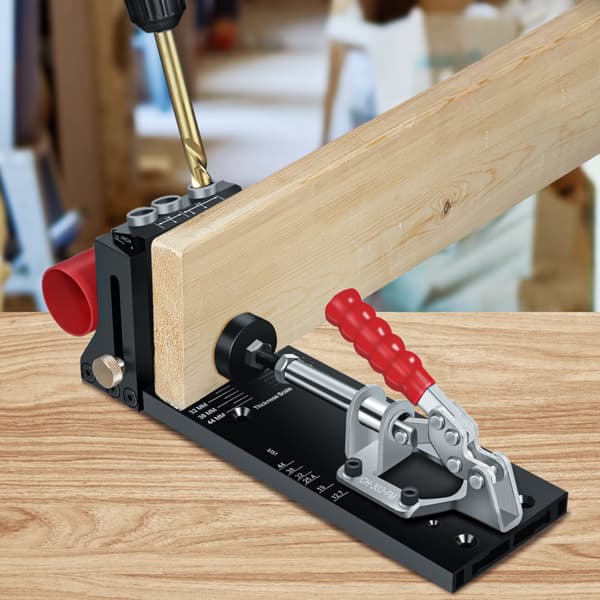XK4-A Pocket Hole Jig Kit Aluminiumlegering Justerbar Träbearbetning Borrguide för vinklade hål med borrbit