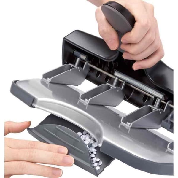 Perforator med stor kapacitet i metall och ABS 4 hål svart/silver 40 ark
