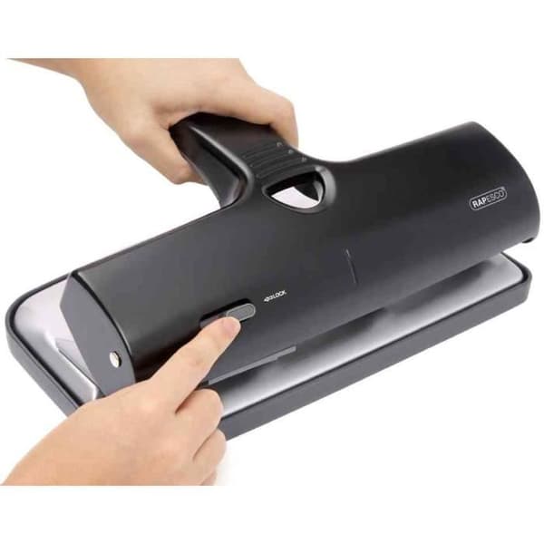 Perforator med stor kapacitet i metall och ABS 4 hål svart/silver 40 ark