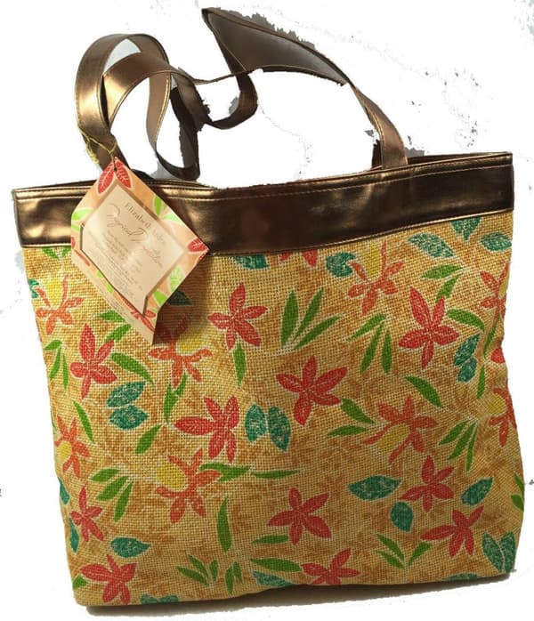 Elizabeth Arden Flowery Straw Tote Bag