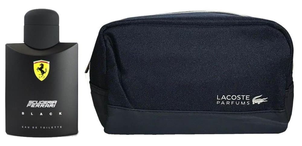 Ferrari Black Gift Set 75ml EDT+LACOSTE NAVY BLUE TOILETRY BAG