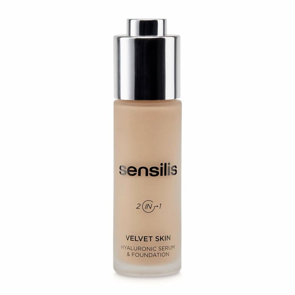 Flytande makeupbas Sensilis Velvet Skin 02-Noix Serum (30 ml)