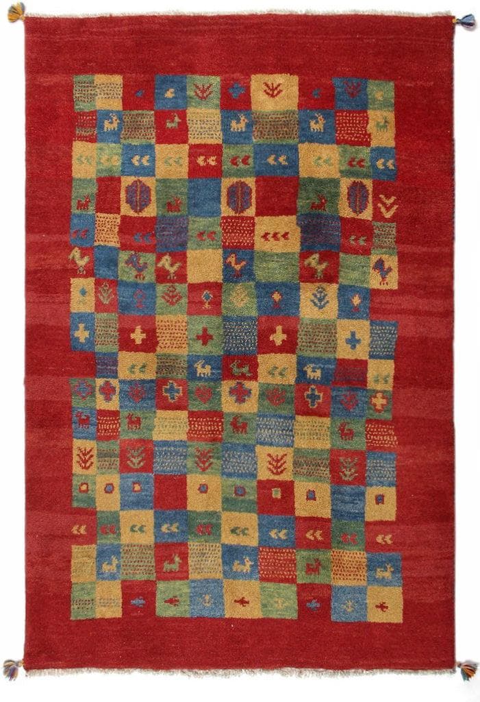 Håndknyttet Persisk Tæppe Gabbeh Shiraz Uld rød / gul 124x186