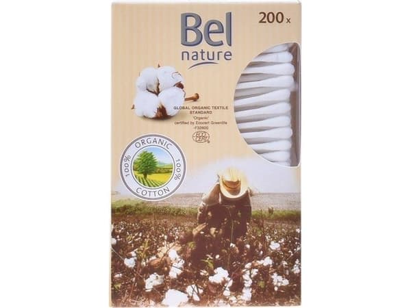 Pumpulipuikot paperi/100 pct orgaaninen puuvilla, 200 kpl/pk