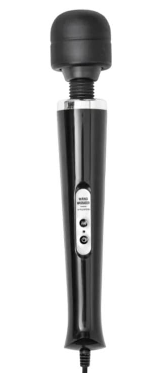 Massagestav i Sort med 3 meter lang ledning - Vibrende hoved i silikone - Massageapparat wand