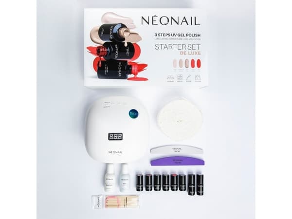 NEONAIL_SET De Luxe LED Lamp 36W/48 LCD Display + Nail Cleaner 50ml + Acetone 50ml + Polisher 100/180 + File 100/180 + Wooden sticks + cotton wool sw