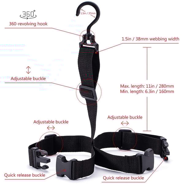 INF Justerbar Wader Boot Hanger Strap - Svart