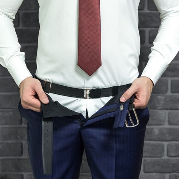 INF Shirt Stay Belt - musta nahkasplicing Design