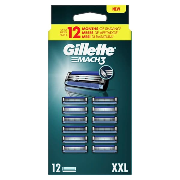 Gillette - Mach3 Mens Razor Blades - Blue/Black - 12 pcs