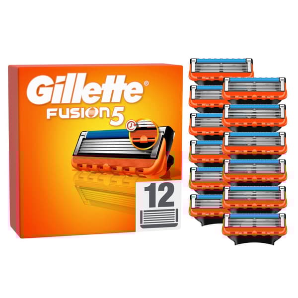 Gillette - Fusion5 Mens razor blades - Orange/Black - 12 pcs