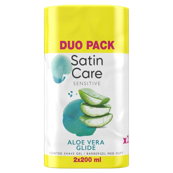 Gillette - Satin Care Shaving Gel Aloe Vera - White/Yellow - 2x200 ml