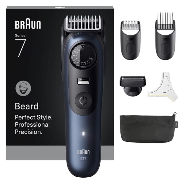 Braun - Beard Trimmer Series 7, +6 Barbering Tools, BT7520 - Black / Deep Blue Svart, Blå
