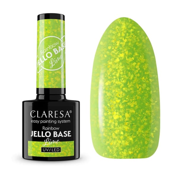 Claresa Rainbow Jello Base Lime - limegrön med foliebitar / 5558