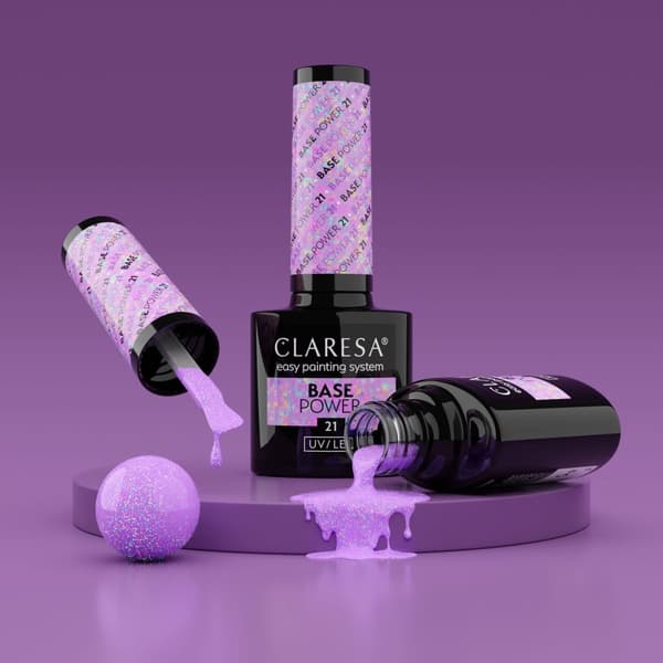 Claresa Base Power 21 selvnivellerende 5 g / lilla med stykker opaliserende folie