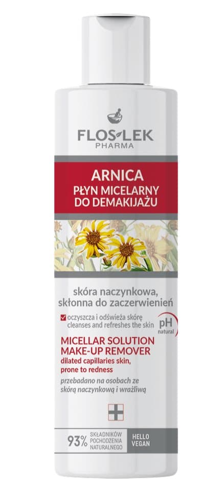 Arnica Micellær væske til make-up fjernelse til vaskulær hud, tilbøjelig til rødme 225 ml / 2604