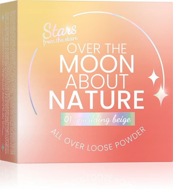 Tähdet tähdistä OVER THE MOON ABOUT NATURE luonnollinen irtopuuteri kasvoille ja silmille 01 Sparkling beige, 10g
