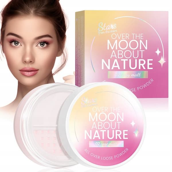 Tähdet tähdistä OVER THE Moon ABOUT NATURE luonnollinen irtopuuteri kasvoille ja silmille 02 Rosy Matt, 10g / 0525