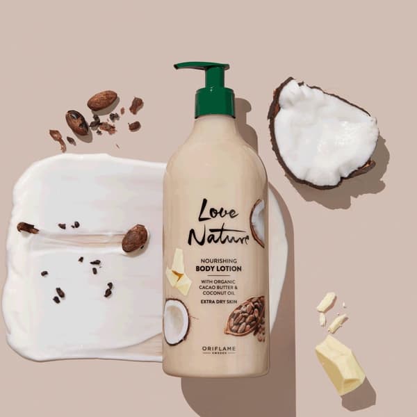 Oriflame Cremet bodylotion med naturlig økologisk kakaosmør og kokosolie 750 ml