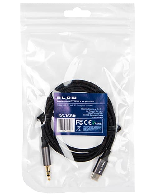 USB-C - Jack 3.5 1 meter flettet stik