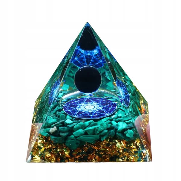 ORGONIITTIPYRAMIDI +LED-LAMPUNJALA 5cm KRISTALLIKIVET AMULETTI 5cm HX19