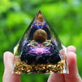 Miniatyrbillede 4 af 10: ORGONIT Pyramide + LED Lampebase 5cm Krystalsten Amulet 5cm HX17
