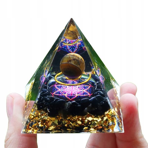 ORGONIT Pyramide + LED Lampebase 5cm Krystalsten Amulet 5cm HX17