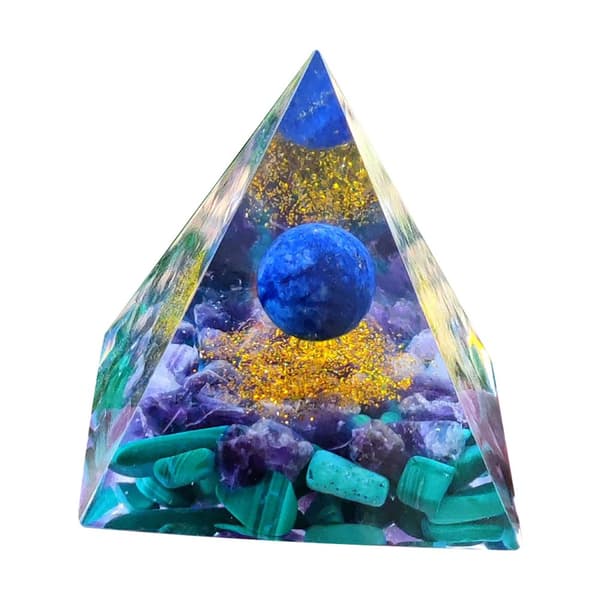 ORGONIITTIPYRAMIDI +LED-LAMPUNJALA 5cm KRISTALLIKIVET AMULETTI 5cm HX21
