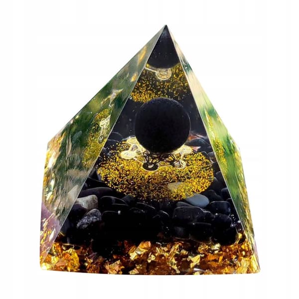 ORGONIT Pyramid + LED Lampbas 5cm Kristallstenar Amulett 5cm HX20