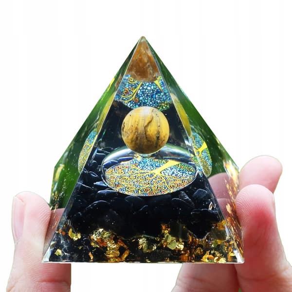 ORGONIT Pyramide + LED Lampebase 5cm Krystalsten Amulet 5cm HX13