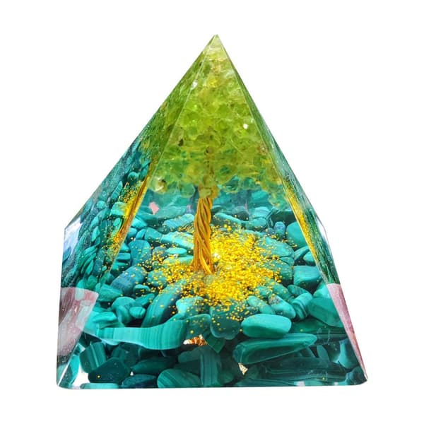 ORGONIITTIPYRAMIDI +LED-LAMPUNJALA 5cm KRISTALLIKIVET AMULETTI 5cm HX12