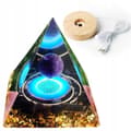 Pikkukuva 1 / 10: ORGONIITTIPYRAMIDI +LED-LAMPUNJALA 5cm KRISTALLIKIVET AMULETTI 5cm HX09