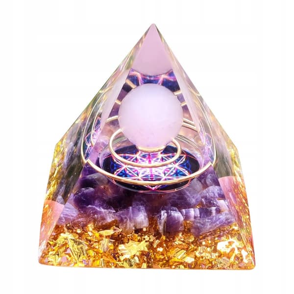 ORGONIITTIPYRAMIDI +LED-LAMPUNJALA 5cm KRISTALLIKIVET AMULETTI 5cm HX08