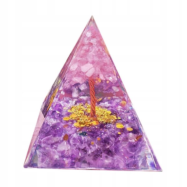 ORGONIT Pyramide + LED Lampebase 5cm Krystalsten Amulet 5cm HX06