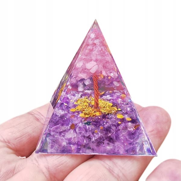 ORGONIT Pyramide + LED Lampebase 5cm Krystalsten Amulet 5cm HX06