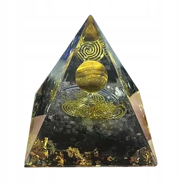 ORGONIT Pyramid + LED Lampbas 5cm Kristallstenar Amulett 5cm HX05