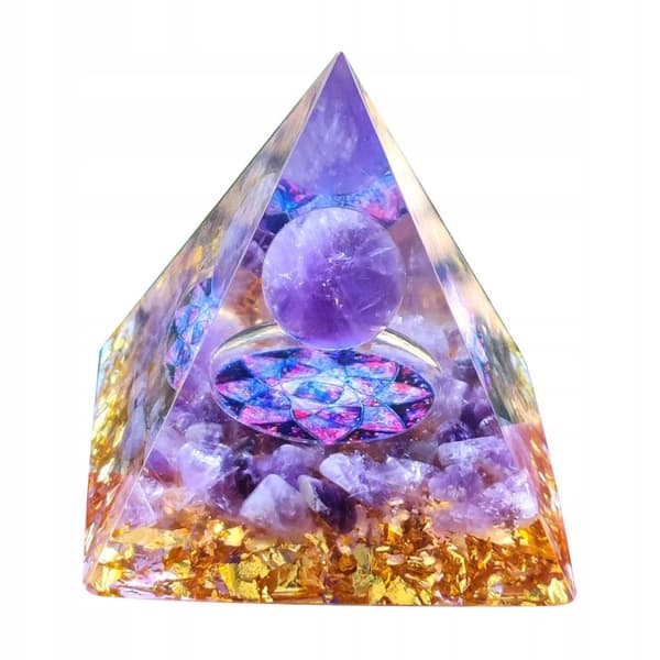ORGONIT Pyramide + LED Lampebase 5cm Krystalsten Amulet 5cm HX04