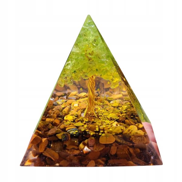 ORGONIT Pyramid + LED Lampbas 5cm Kristallstenar Amulett 5cm HX02
