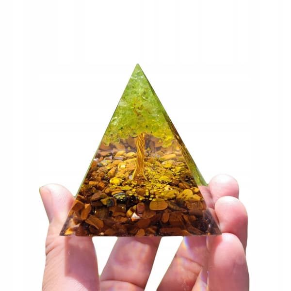 ORGONIT Pyramid + LED Lampbas 5cm Kristallstenar Amulett 5cm HX02