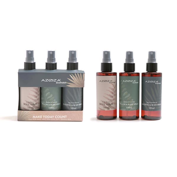 Azoza Eco aromasuihke 3-pack - vartalosuihke, tyynysuihke ja unisuihke, 3 x 100 ml