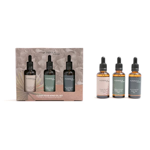 Azoza Eco grooming set - hygiejnesæt med kropsolier, 3 x 50 ml