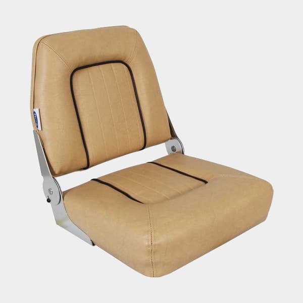 Fällbar båtstol ESM Standard, 48 x 42 x 38 cm, beige med bruna detaljer
